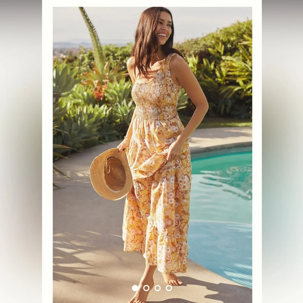Charlie Holiday Pamela Maxi Dress anthro yellow floral - Picture 1 of 12